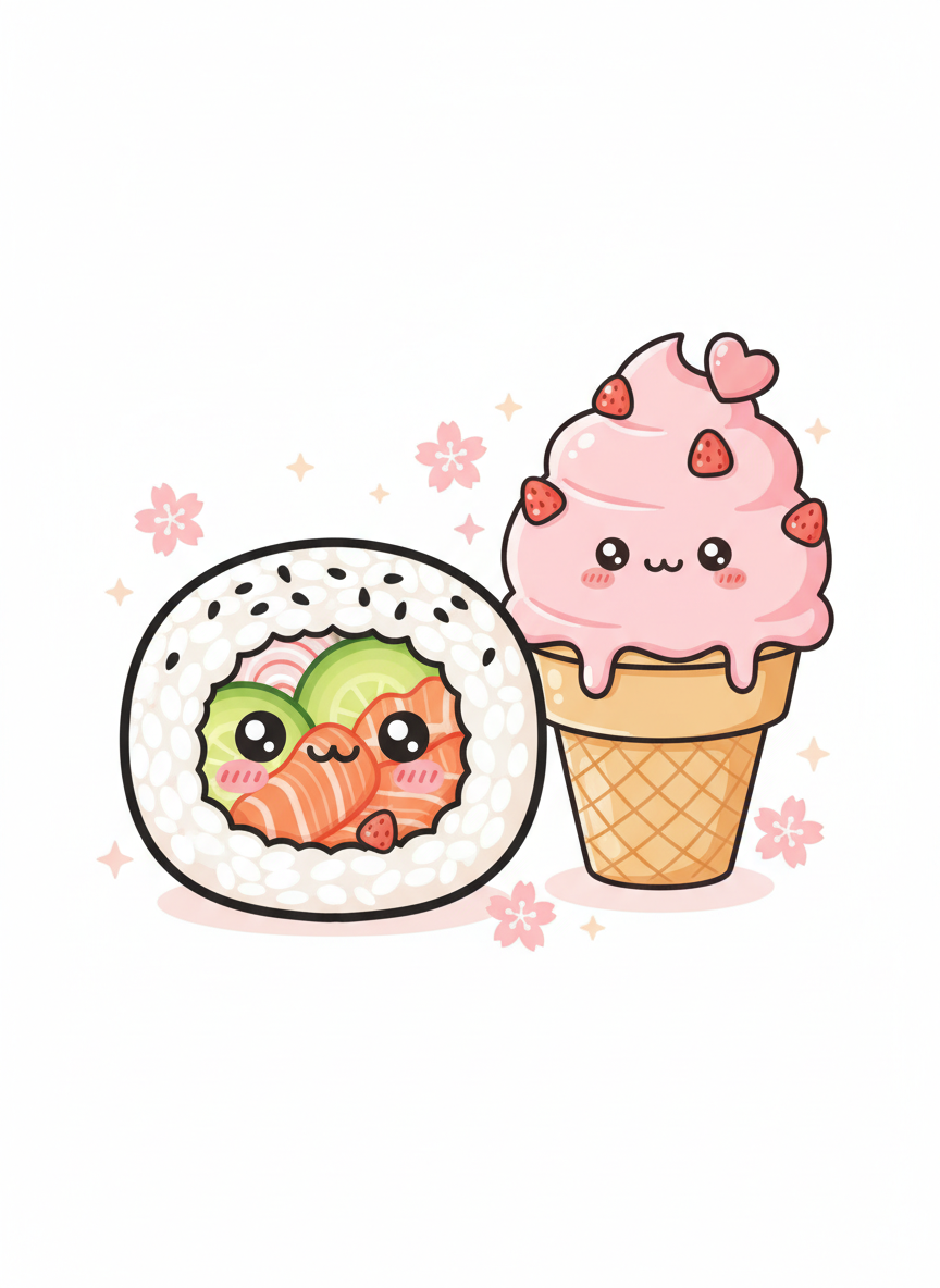 

<h2>15. Faça Comidinhas com Rostos</h2>
<p>” class=”wp-image-ai” style=”width: 100%; height: auto; border-radius: 12px; margin: 24px 0; box-shadow: 0 4px 6px -1px rgb(0 0 0 / 0.1);” /></p></div>
<p><p>Sushis, bolinhos, sorvetes e frutas são naturalmente atraentes e coloridos. Ao adicionar uma carinha kawaii a eles, você ganha o coração do espectador instantaneamente. É uma das formas mais populares e terapêuticas de desenhar fofo.</p>
</p>
<h2>16. </p>
<h2>16. Misture Animais e Elementos</h2>
</h2>
<div class=