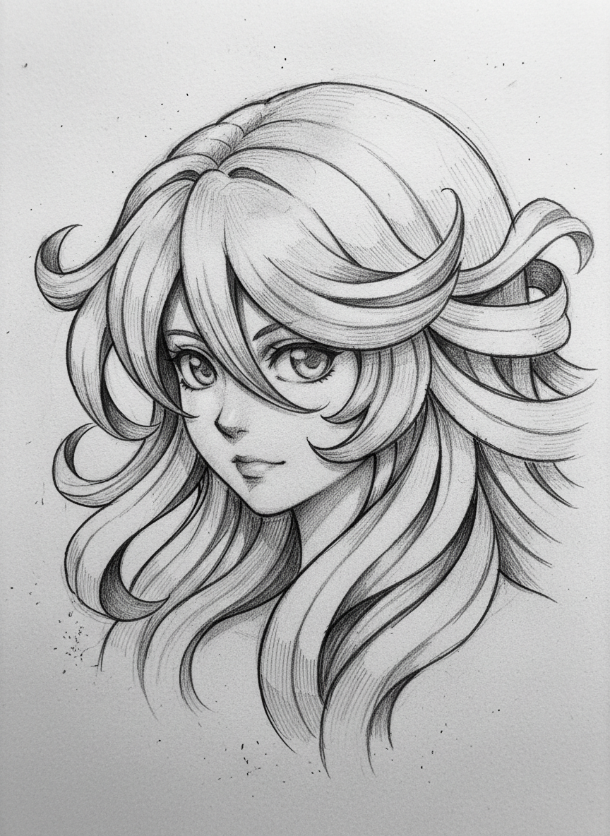 

<h2>9. Dê vida com o cabelo</h2>
<p>” class=”wp-image-ai” style=”width: 100%; height: auto; border-radius: 12px; margin: 24px 0; box-shadow: 0 4px 6px -1px rgb(0 0 0 / 0.1);” /></p></div>
<p><p>O cabelo não deve ser desenhado fio por fio logo no início. Trate-o como grandes blocos e fitas com volume e gravidade. Adicione uma franja fluida ou mechas soltas para emoldurar o rosto, o que realça imensamente a beleza da sua criação.</p>
</p>
<h2>10. </p>
<h2>10. Escolha um penteado que conte uma história</h2>
</h2>
<div class=