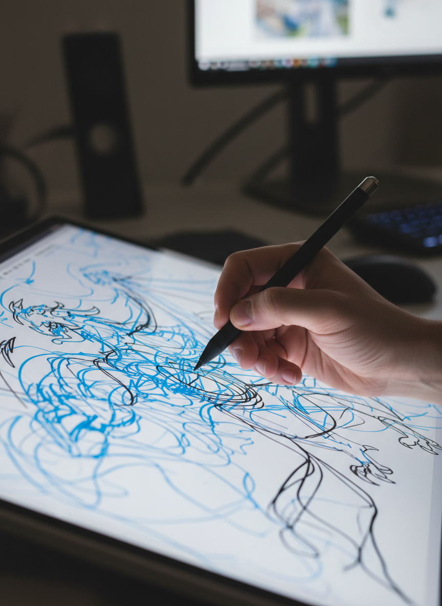 

<h2>16. Refine o seu rascunho (Lineart)</h2>
<p>” class=”wp-image-ai” style=”width: 100%; height: auto; border-radius: 12px; margin: 24px 0; box-shadow: 0 4px 6px -1px rgb(0 0 0 / 0.1);” /></p></div>
<p><p>Com o esboço bem estruturado, é hora de passar a limpo. Faça traços contínuos, rápidos e confiantes. Varie a espessura da linha (use linhas mais grossas nas sombras e mais finas nas áreas iluminadas) para dar profundidade e um acabamento profissional.</p>
</p>
<h2>17. </p>
<h2>17. Escolha uma paleta de cores harmoniosa</h2>
</h2>
<div class=