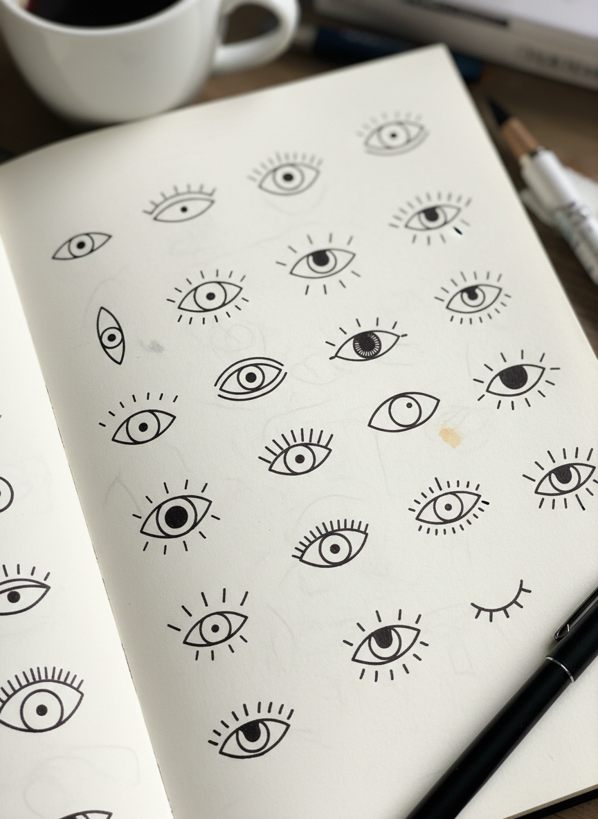 

<h2>13. Olhos Curiosos</h2>
<p>” class=”wp-image-ai” style=”width: 100%; height: auto; border-radius: 12px; margin: 24px 0; box-shadow: 0 4px 6px -1px rgb(0 0 0 / 0.1);” /></p></div>
<p><p>Desenhar olhos de diversos formatos é um clássico do doodle. Ajuda a focar em detalhes minuciosos, como cílios e reflexos na íris.</p>
</p>
<h2>14. </p>
<h2>14. Letras Desenhadas</h2>
</h2>
<div class=