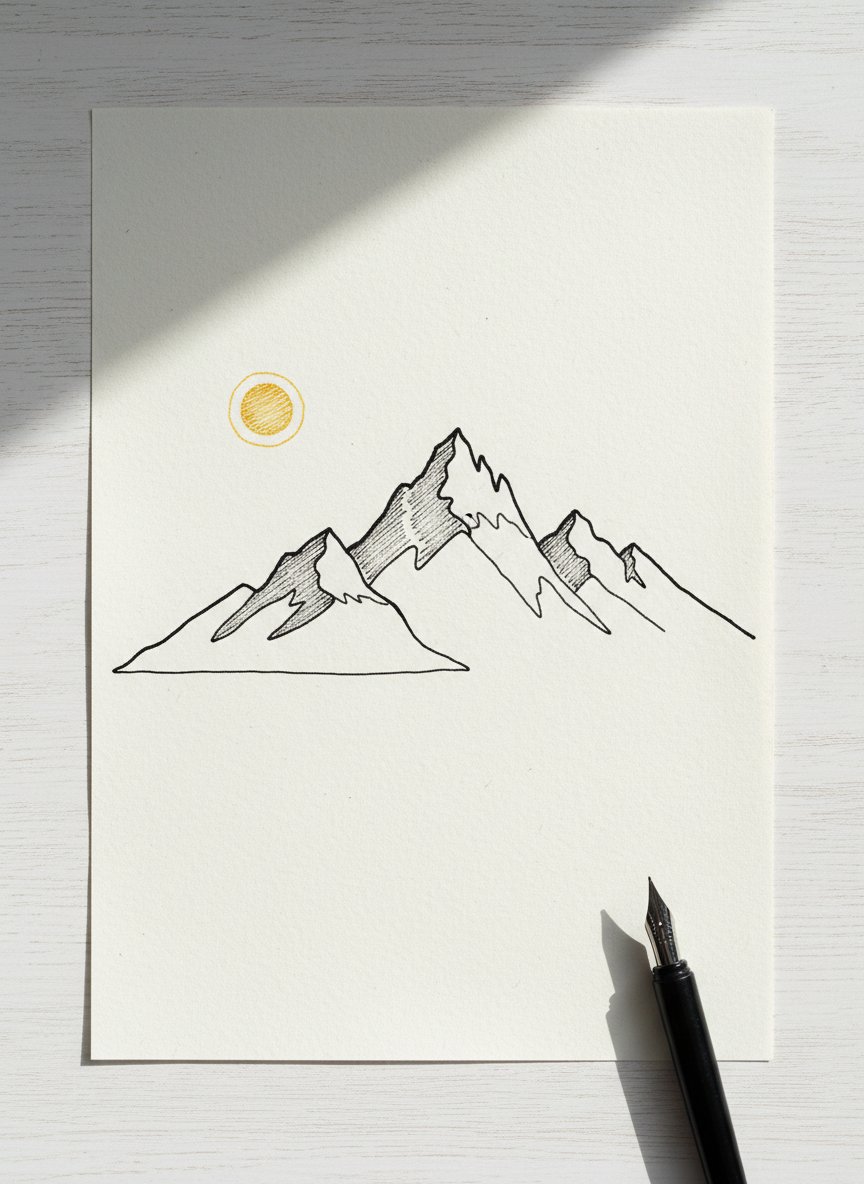 

<h2>16. Montanhas Minimalistas</h2>
<p>” class=”wp-image-ai” style=”width: 100%; height: auto; border-radius: 12px; margin: 24px 0; box-shadow: 0 4px 6px -1px rgb(0 0 0 / 0.1);” /></p></div>
<p><p>Desenhe triângulos invertidos representando montanhas e adicione neve nos topos. Paisagens minimalistas conectam a imaginação à serenidade da natureza.</p>
</p>
<h2>17. </p>
<h2>17. Textura de Madeira</h2>
</h2>
<div class=