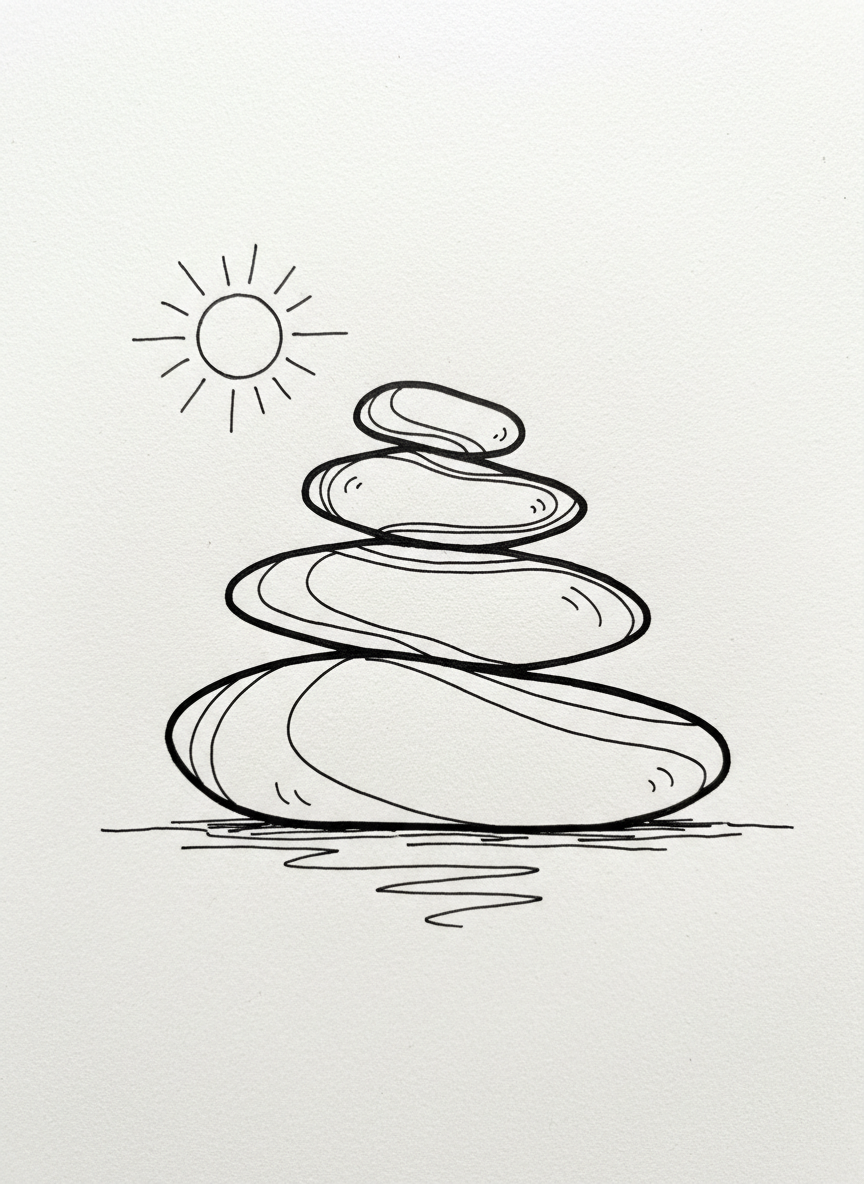 

<h2>20. Formas de Pedras</h2>
<p>” class=”wp-image-ai” style=”width: 100%; height: auto; border-radius: 12px; margin: 24px 0; box-shadow: 0 4px 6px -1px rgb(0 0 0 / 0.1);” /></p></div>
<p><p>Desenhe contornos irregulares empilhados, como se fossem pedras zen. Esta prática evoca a paciência e o equilíbrio necessários para relaxar.</p>
</p>
<h2>21. </p>
<h2>21. Fitas Entrelaçadas</h2>
</h2>
<div class=