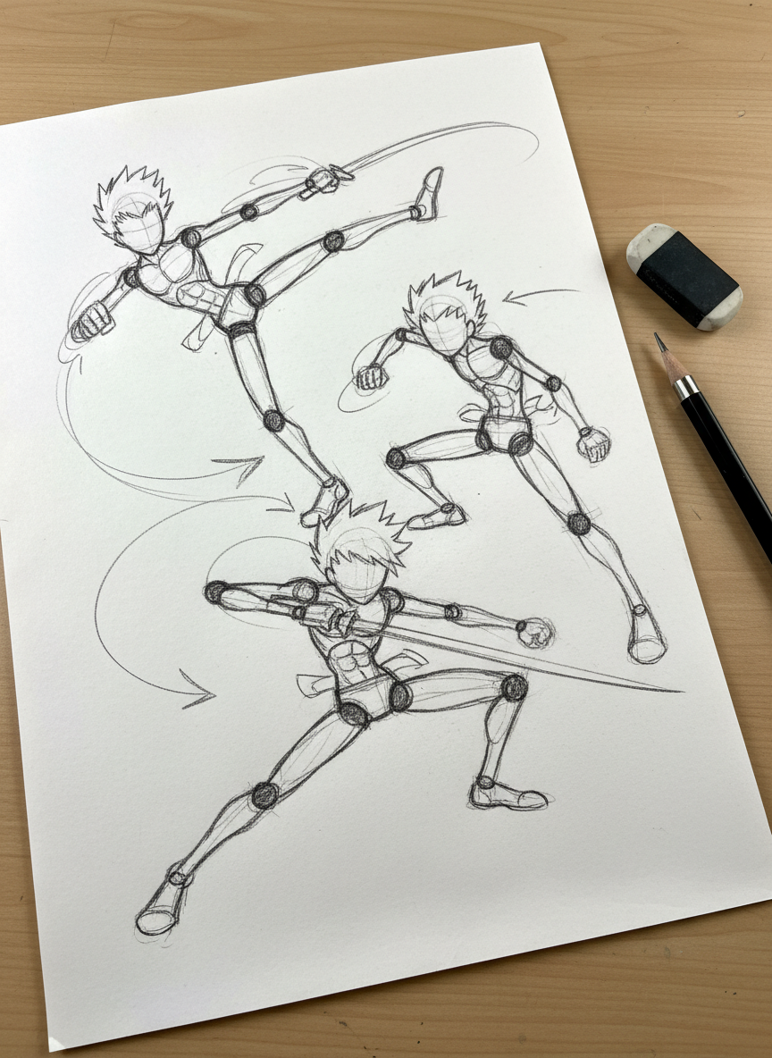 4. Use Esqueletos de Palito para Poses