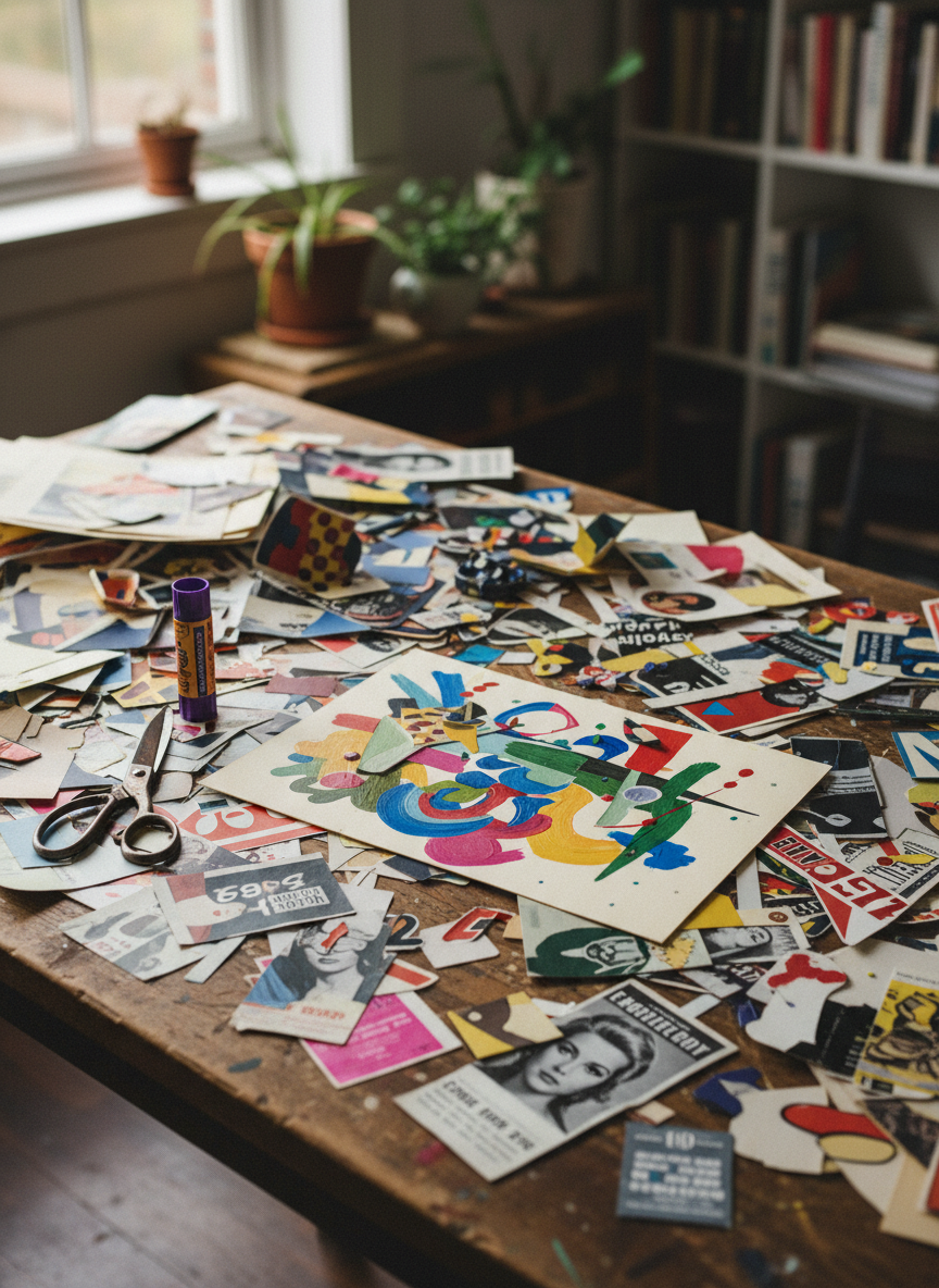 3. Colagem com Revistas Antigas