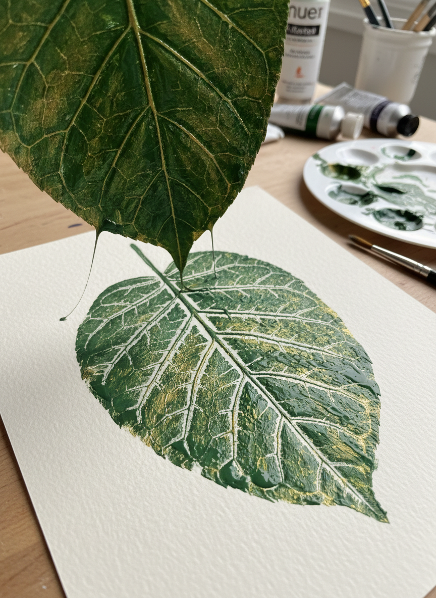 5. Estamparia com Folhas Naturais