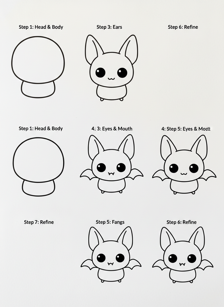 

<h2>19. Morceguinho Fofo de Halloween</h2>
<p>” class=”wp-image-ai” style=”width: 100%; height: auto; border-radius: 12px; margin: 24px 0; box-shadow: 0 4px 6px -1px rgb(0 0 0 / 0.1);” /></p></div>
<p><p>Desenhe um pequeno círculo felpudo para a cabeça. O charme está nas orelhas pontudas e nas asinhas de couro miúdas, desenhadas com três arcos curvos embaixo. Faça dois pequenos dentinhos de vampiro no canto da boca para o toque final.</p>
</p>
<h2>20. </p>
<h2>20. Unicórnio Mágico Bebê</h2>
</h2>
<div class=