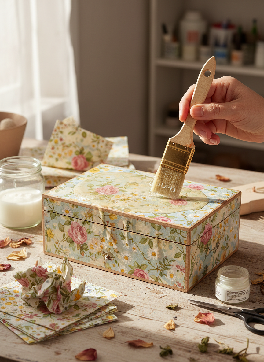 15. Decoupage em Caixas de Madeira