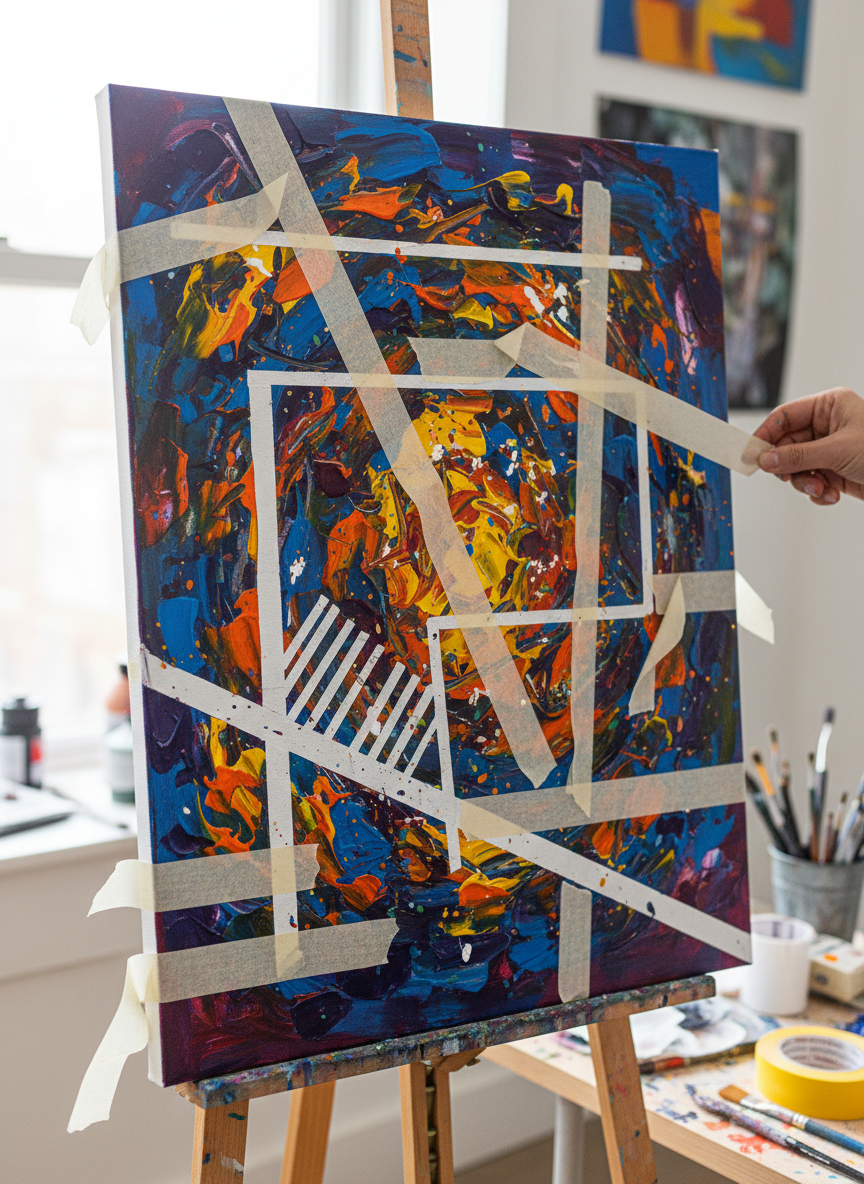 17. Pintura com Fita Crepe (Tape Resist)