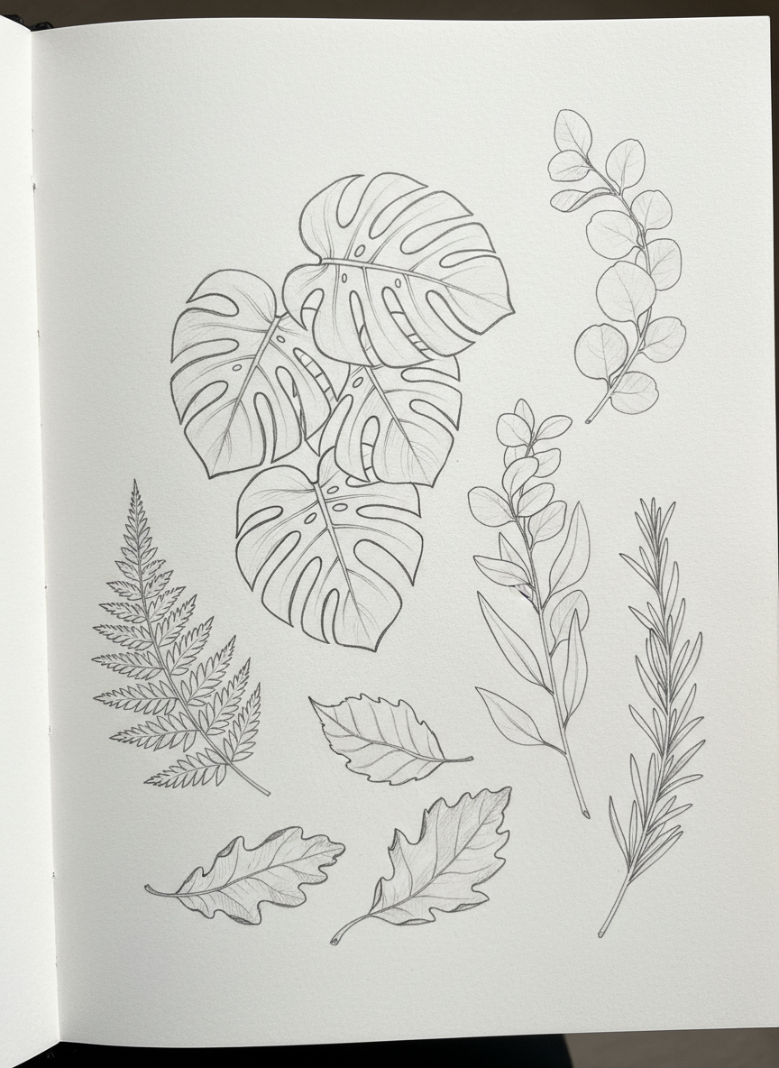 

<h2>2. Folhas e Ramos Botânicos</h2>
<p>” class=”wp-image-ai” style=”width: 100%; height: auto; border-radius: 12px; margin: 24px 0; box-shadow: 0 4px 6px -1px rgb(0 0 0 / 0.1);” /></p></div>
<p><p>A natureza é a melhor professora. Desenhar folhas soltas ou pequenos ramos ajuda a treinar a fluidez do traço. Não se preocupe em deixá-las simétricas; a beleza orgânica está justamente nas imperfeições.</p>
</p>
<h2>3. </p>
<h2>3. Uma Pilha de Livros</h2>
</h2>
<div class=