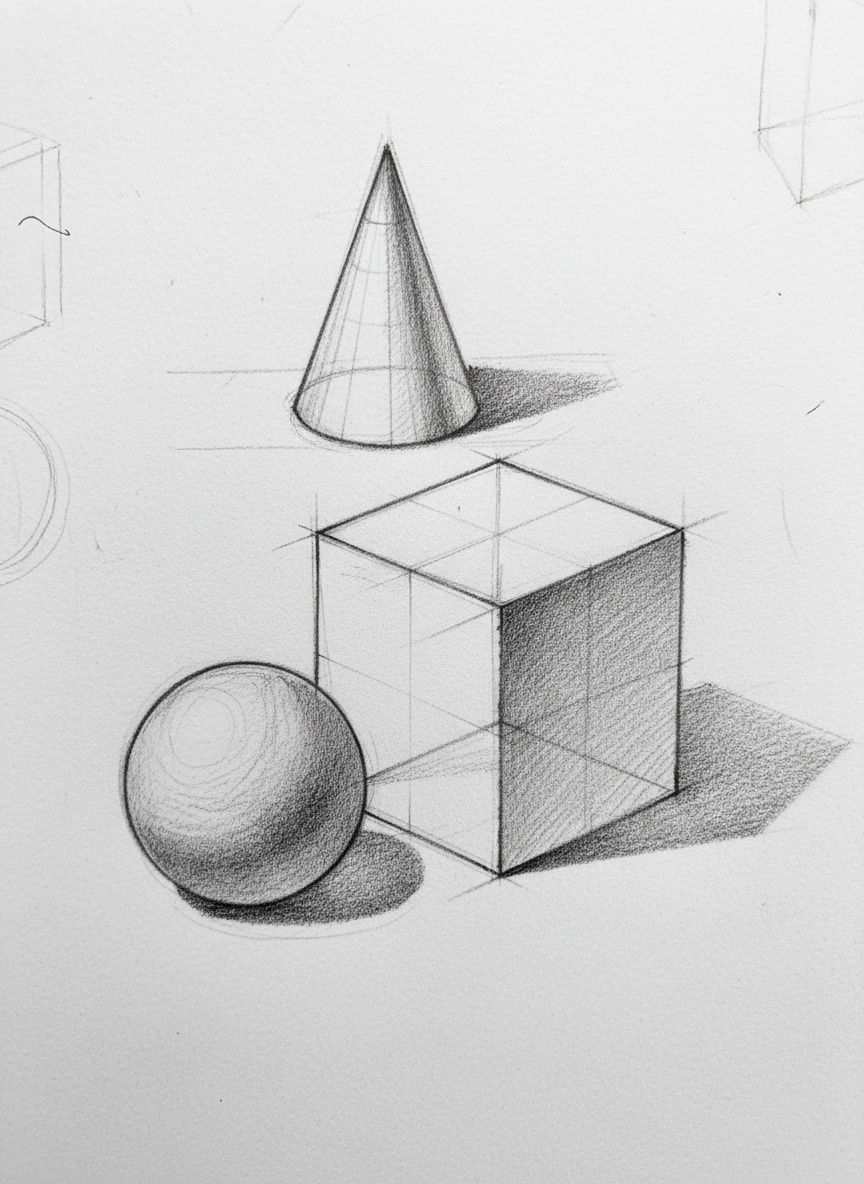 

<h2>9. Formas Geométricas Básicas</h2>
<p>” class=”wp-image-ai” style=”width: 100%; height: auto; border-radius: 12px; margin: 24px 0; box-shadow: 0 4px 6px -1px rgb(0 0 0 / 0.1);” /></p></div>
<p><p>Voltar ao básico nunca é demais. Desenhar cubos, esferas, cones e cilindros ajuda a entender como a luz e a sombra funcionam no espaço tridimensional. É a base de tudo.</p>
</p>
<h2>10. </p>
<h2>10. Flores Silvestres</h2>
</h2>
<div class=