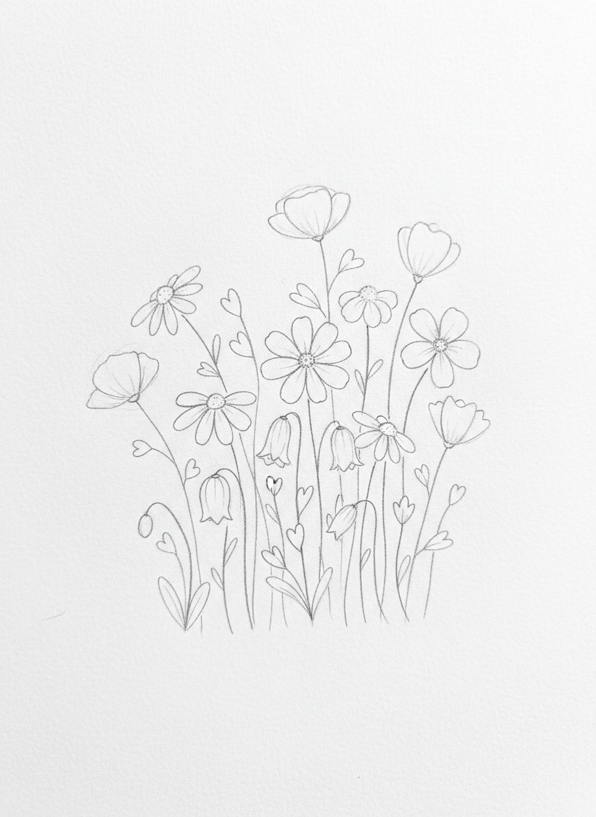 

<h2>10. Flores Silvestres</h2>
<p>” class=”wp-image-ai” style=”width: 100%; height: auto; border-radius: 12px; margin: 24px 0; box-shadow: 0 4px 6px -1px rgb(0 0 0 / 0.1);” /></p></div>
<p><p>Margaridas, girassóis ou flores imaginárias. As flores silvestres permitem traços soltos e rápidos. Brinque com o tamanho das pétalas e o comprimento dos caules.</p>
</p>
<h2>11. </p>
<h2>11. Cogumelos Divertidos</h2>
</h2>
<div class=