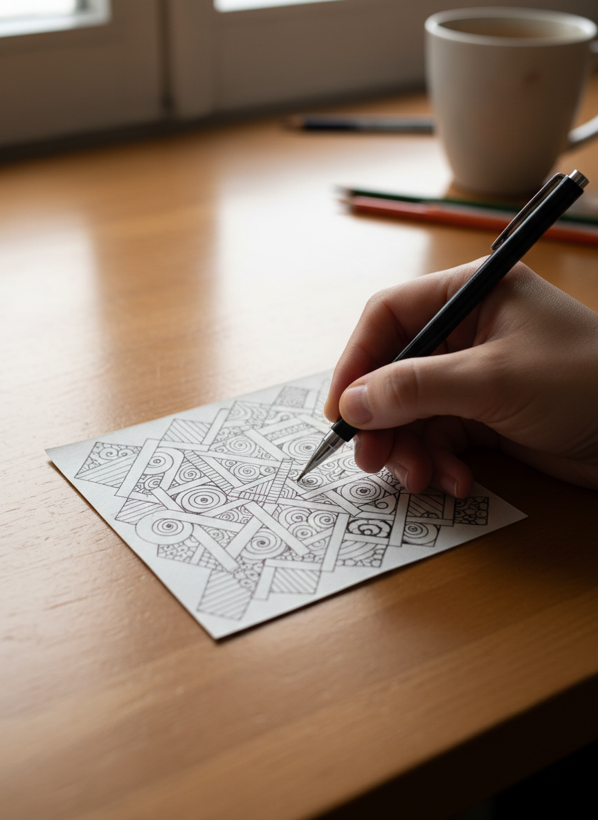 

<h2>3. Crie Padrões Repetitivos (Estilo Zentangle)</h2>
<p>” class=”wp-image-ai” style=”width: 100%; height: auto; border-radius: 12px; margin: 24px 0; box-shadow: 0 4px 6px -1px rgb(0 0 0 / 0.1);” /></p></div>
<p><p>Preencha pequenos quadrados com linhas retas, zigue-zagues ou bolinhas. A repetição de padrões é incrivelmente relaxante e resulta em um doodle visualmente complexo, mas muito fácil de fazer.</p>
</p>
<h2>4. </p>
<h2>4. Rascunhe Animais Minimalistas</h2>
</h2>
<div class=