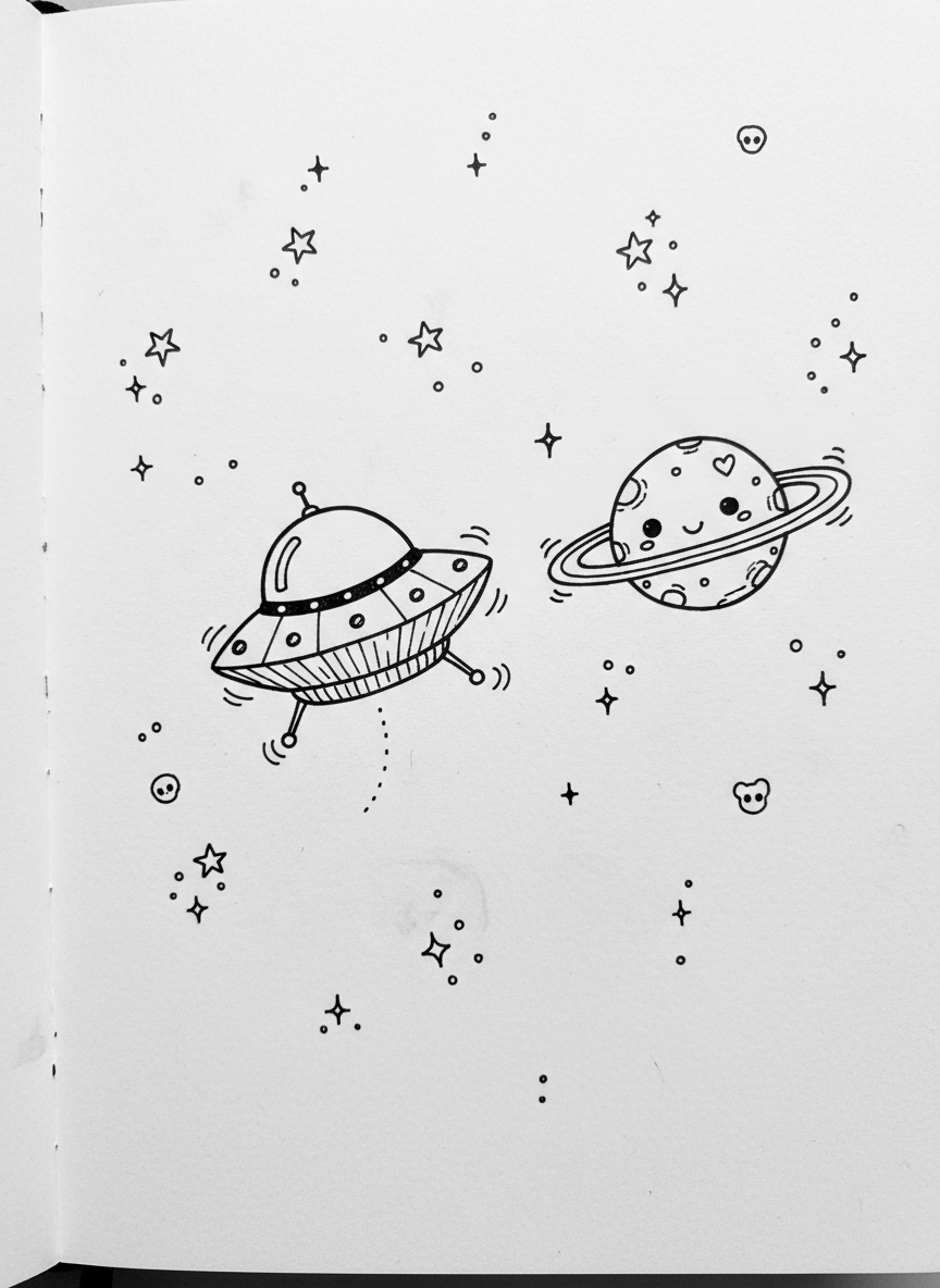 

<h2>7. Imagine Criaturas Espaciais</h2>
<p>” class=”wp-image-ai” style=”width: 100%; height: auto; border-radius: 12px; margin: 24px 0; box-shadow: 0 4px 6px -1px rgb(0 0 0 / 0.1);” /></p></div>
<p><p>Desenhe naves espaciais em forma de disco, planetas com anéis (como Saturno) e pequenos alienígenas de três olhos. O espaço sideral permite total liberdade criativa.</p>
</p>
<h2>8. </p>
<h2>8. Comidas Fofas e Kawaii</h2>
</h2>
<div class=