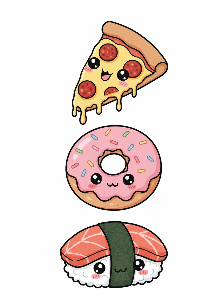 

<h2>8. Comidas Fofas e Kawaii</h2>
<p>” class=”wp-image-ai” style=”width: 100%; height: auto; border-radius: 12px; margin: 24px 0; box-shadow: 0 4px 6px -1px rgb(0 0 0 / 0.1);” /></p></div>
<p><p>Pense na sua comida favorita: uma fatia de pizza, um sushi ou um donut. Agora, desenhe-os com traços grossos e adicione um pequeno rosto feliz. Pronto, um doodle perfeito!</p>
</p>
<h2>9. </p>
<h2>9. Brinque com Letras Desenhadas (Lettering)</h2>
</h2>
<div class=