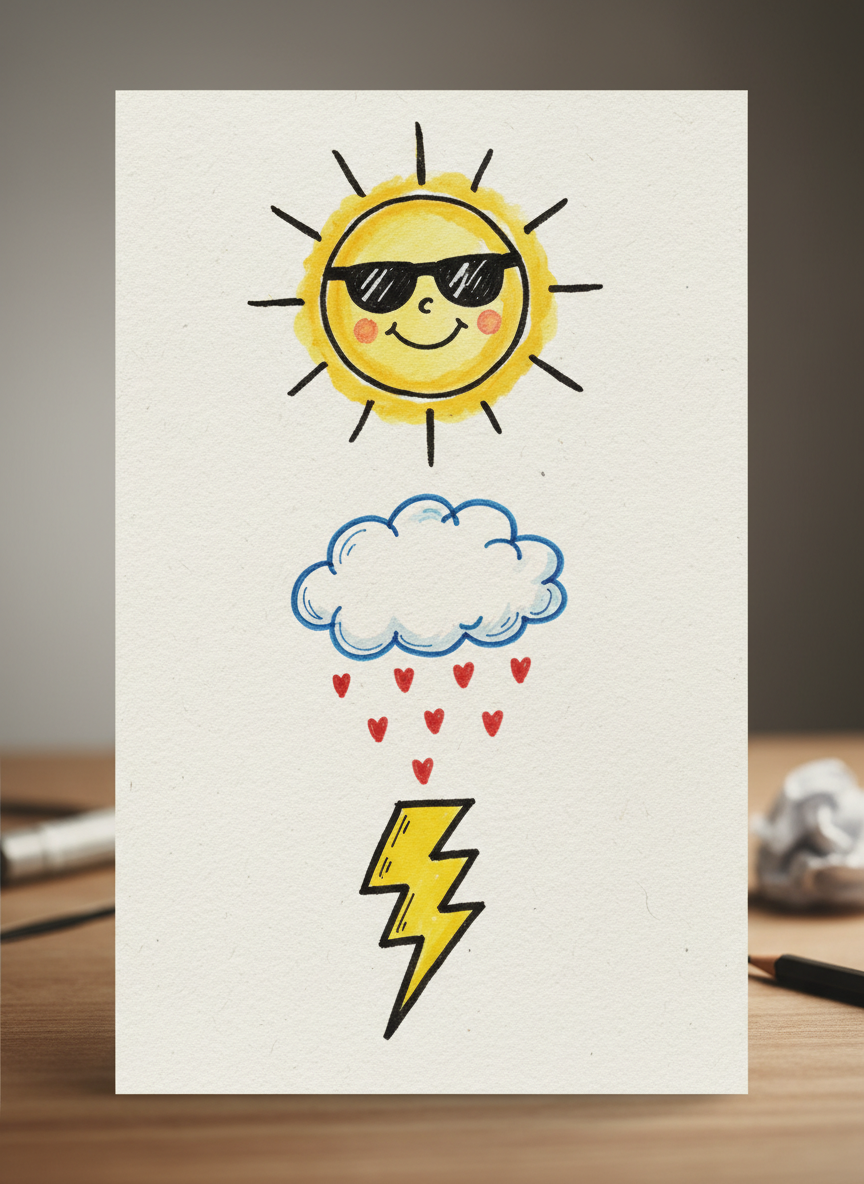 

<h2>13. Ícones de Clima</h2>
<p>” class=”wp-image-ai” style=”width: 100%; height: auto; border-radius: 12px; margin: 24px 0; box-shadow: 0 4px 6px -1px rgb(0 0 0 / 0.1);” /></p></div>
<p><p>Nuvens chovendo corações, um sol com óculos escuros ou um raio. Ícones meteorológicos são rápidos de fazer e ótimos para decorar um bullet journal.</p>
</p>
<h2>14. </p>
<h2>14. Xícaras e Canecas Fumegantes</h2>
</h2>
<div class=