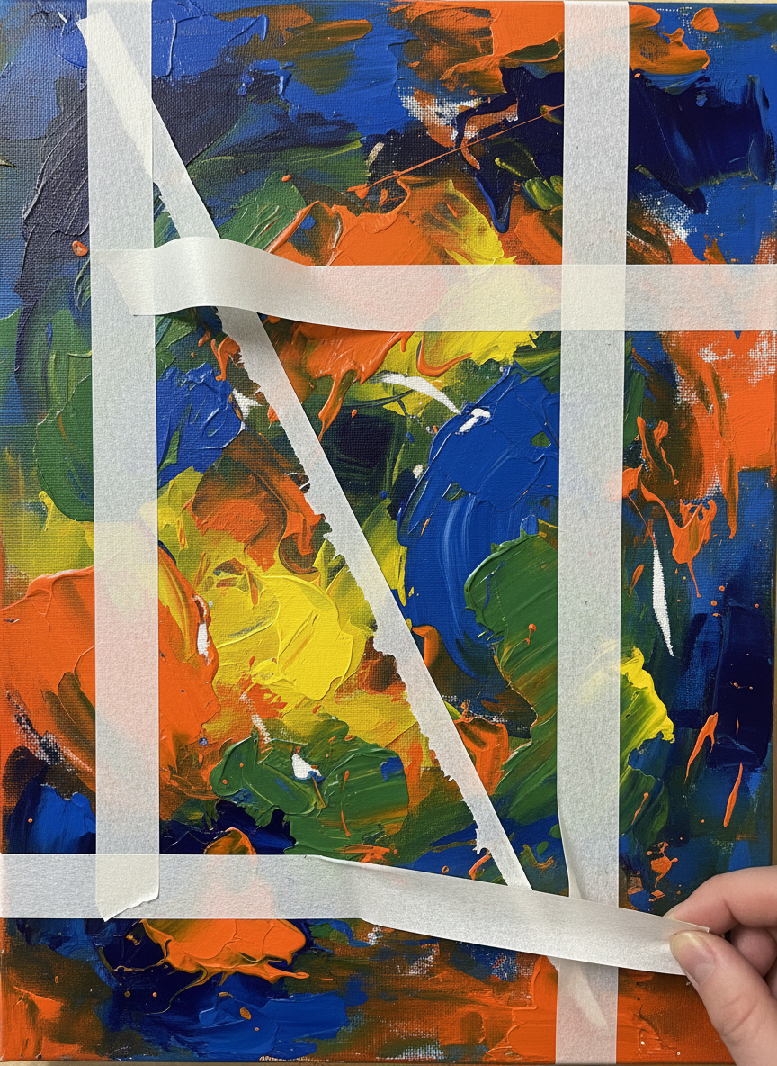 <h2>12. Arte com Fita Crepe</h2>
<p>” class=”wp-image-ai” style=”width: 100%; height: auto; border-radius: 12px; margin: 24px 0; box-shadow: 0 4px 6px -1px rgb(0 0 0 / 0.1);” /></p></div>
<p><p>Cole pedaços de fita crepe em uma tela de forma aleatória, pinte por cima com várias cores e retire a fita após secar. A revelação das linhas brancas limpas é incrivelmente satisfatória.</p>
</p>
<h2>13. </p>
<h2>13. Carimbos Feitos em Casa</h2>
</h2>
<div class=