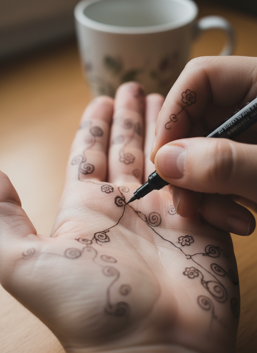 <h2>20. Mapeamento de Linhas da Mão</h2>
<p>” class=”wp-image-ai” style=”width: 100%; height: auto; border-radius: 12px; margin: 24px 0; box-shadow: 0 4px 6px -1px rgb(0 0 0 / 0.1);” /></p></div>
<p><p>Coloque a sua mão não dominante sobre a mesa e, com a outra, desenhe lentamente as linhas e rugas que você vê. Um exercício de aceitação e autoconhecimento detalhado.</p>
</p>
<h2>21. </p>
<h2>21. Arte da Gratidão</h2>
</h2>
<div class=