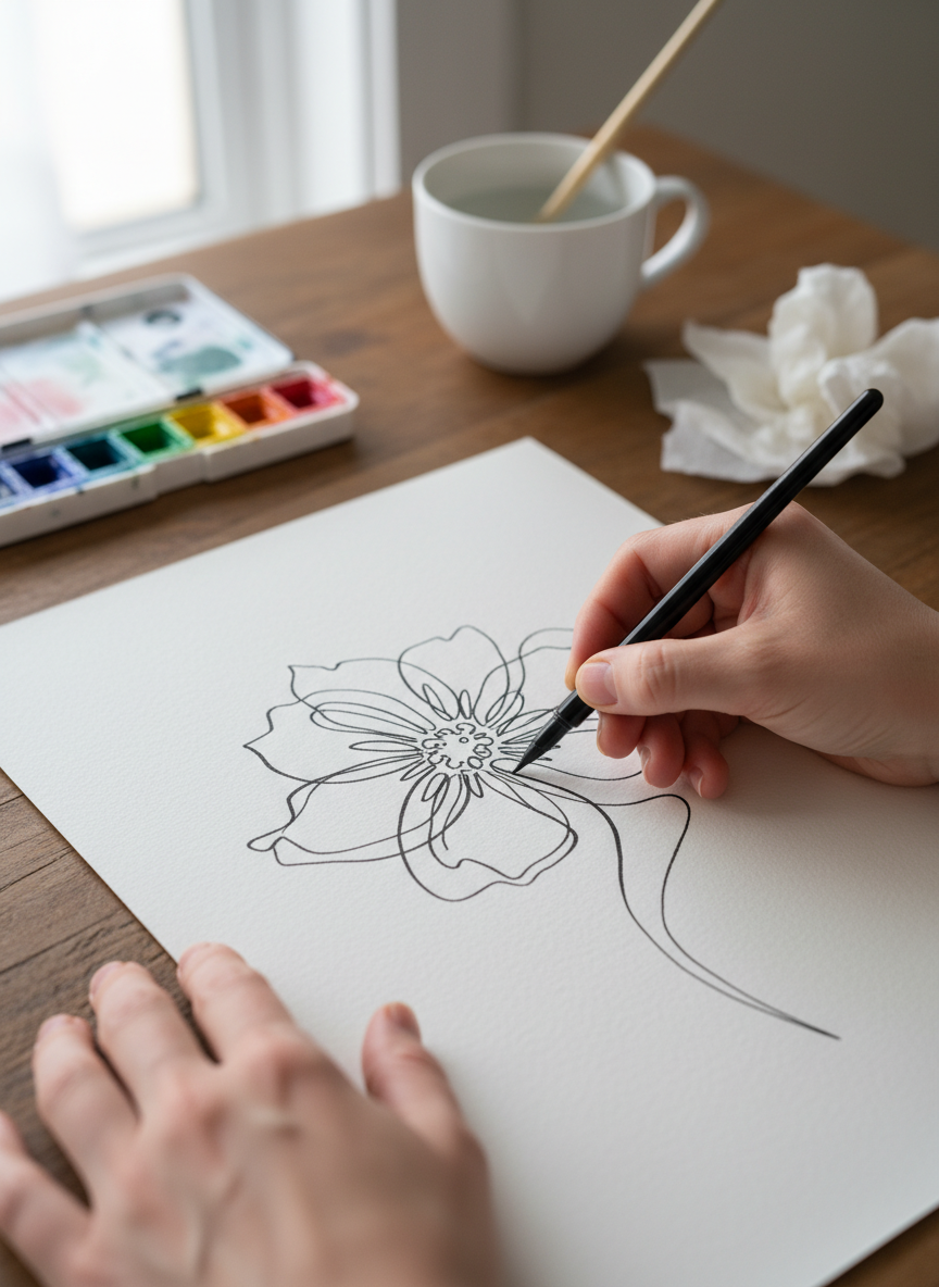 23. Flor Abstrata em Aquarela